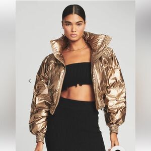 Retrofete Shot Jacket Gold metallic parka puffer winter ski duffle Sz S NWT $450
